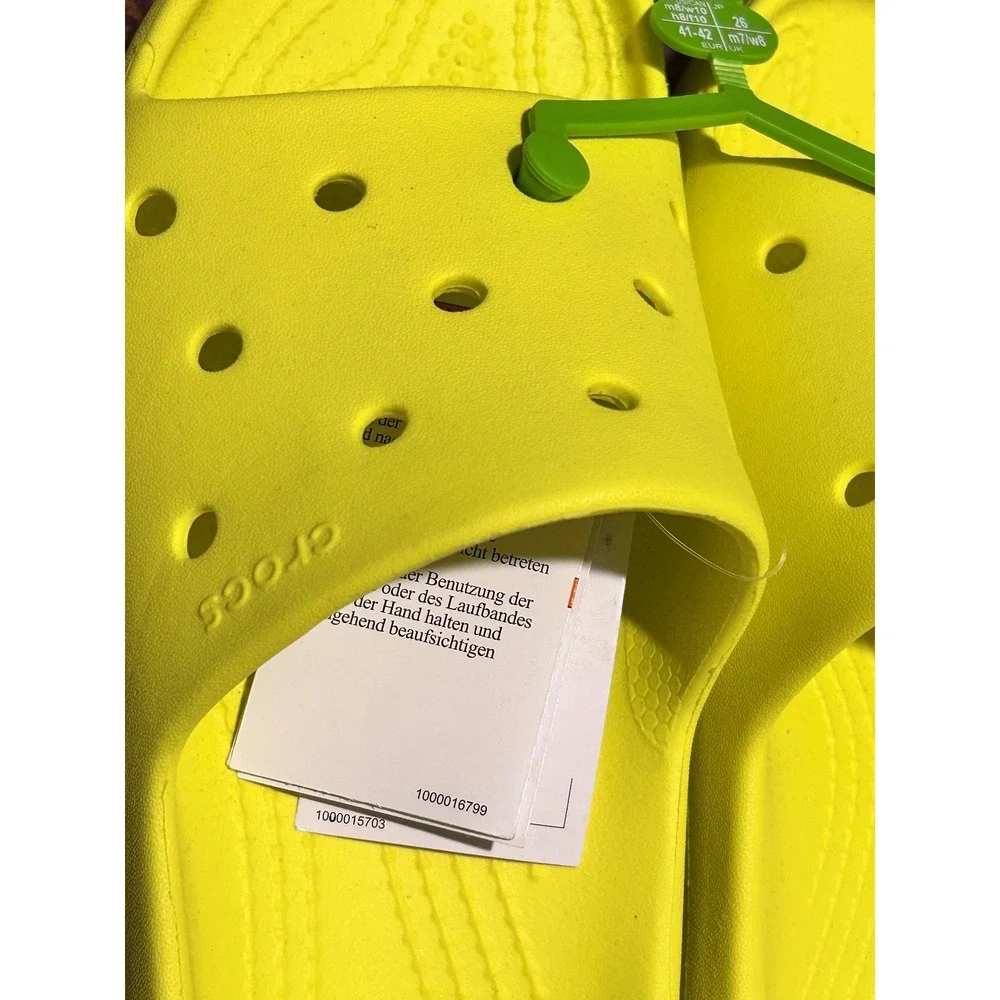Crocs Classic Slide v2 Women 10 Neon Yellow NEW 209401-76M Lightweight Comfort